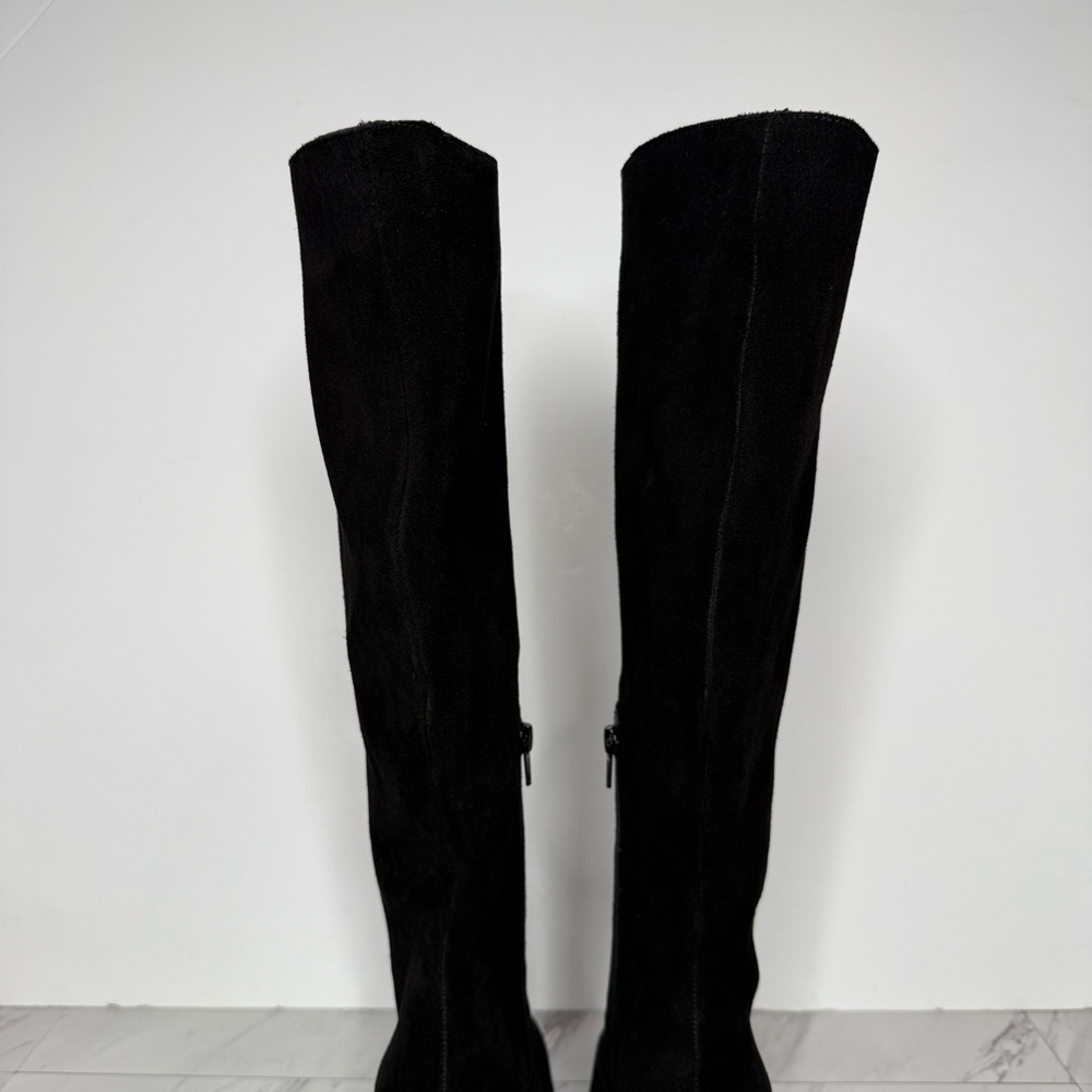 Steve Madden Evey Black Suede Pointy Toe Heeled Tall Boot 7 1/2 M - Picture 5 of 15